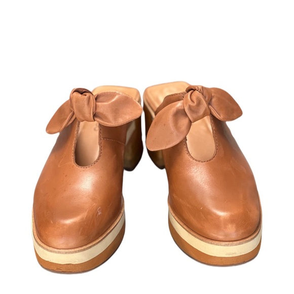 BERNARDO SADIE Leather platform knot bow mule clogs|sz 9 - Picture 2 of 10